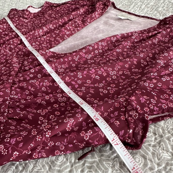 Outerknown Juniper Ditsy Floral Cap Sleeve Mini Dress Wine Purple Pink Size S - Picture 8 of 12